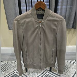 Men's All Saints Tan Leather Bomber Jacket